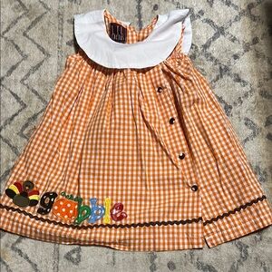 Orange Gingham Kids Casual Dress
